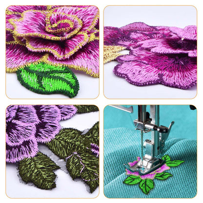 10pcs(5 Pairs) Sew On Embroidered Flower Patches Purple Flower Embroidery Appliques Clothing Accessories for DIY Jeans Dress Hat Bag Clothes Sewing Crafts, 5 Styles