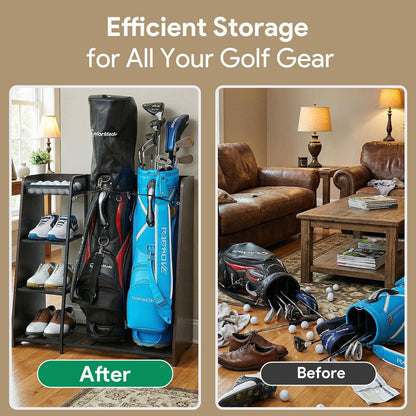 Ponsonbay Golf Bag Storage Organizer for Garage Holds 2 Golf Bags