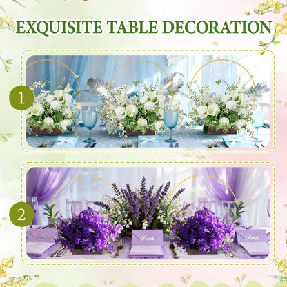 36Pack Floral Hoop Centerpiece Kit, 12Pcs 12'' Metal Floral Hoop Centerpiece with Stand+ 12Pcs Wood Cube Planter Box + 12Pcs Floral Foam Blocks for DIY Wedding Christmas Party Home Garden Decor