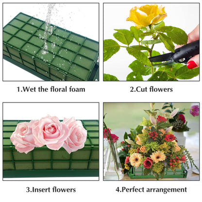 2 Pieces Floral Foam Cage, Flower Arrangements Supplies With Rectangle Holder, Bricks for Fresh Flower Wedding Holiday Decorations