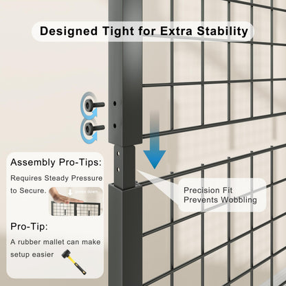 VAFEKOL Rolling Gridwall Display Stand, 65.6" H x 23.6" W Wire Mesh Rack with Wheels, Metal Display Grid for Art Shows, Craft Fairs, Retail Boutique & Home Storage, Black