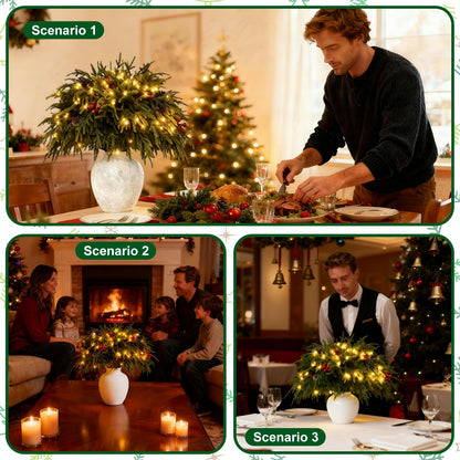 NAYODEUS 22Pcs 23inch Christmas Norfolk Pine Branches, with a Branch stem lamp. Artificial Green Norfolk Pine Branch Plume, Suitable for DIY Handmade Wreaths and Home Decoration(with Light Strip).