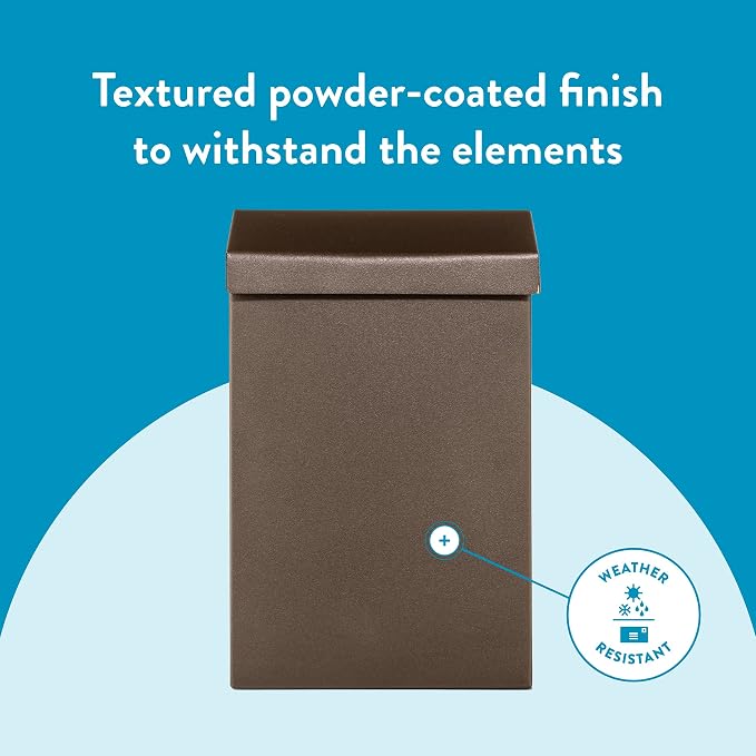 Architectural Mailboxes Modern Heritage Wall Mount Mailbox, Bronze, Small | Galvanized steel build for outside with weather-resistant outdoor construction and a rust-resistant powder-coat finish.