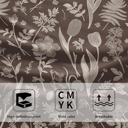 Dark Brown Spring Floral Hand Towels