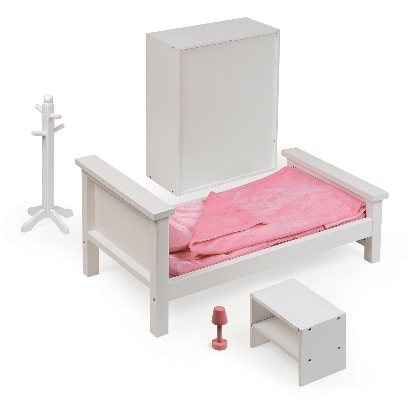 Badger Basket 13-Piece Bedroom Furniture Set for 18 Inch Dolls – Includes Bed, Armoire, Nightstand & Accessories