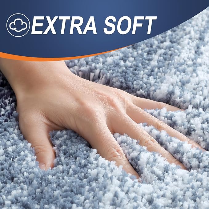 OLANLY Bathroom Runner Rugs Mat 47x24, Extra Soft Absorbent Microfiber Bath Rugs, Rubber Backing, Quick Dry, Washable Long Bath Mats for Bathroom, Tub and Shower, Home Decor Accessories, Airy Blue