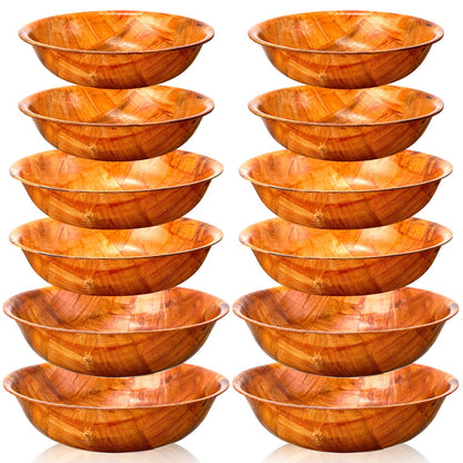 Didaey 12 Pcs Wooden Salad Bowl Set Wooden Bowls for Snack Wood Stackable Round Serving Woven Bowl for Kitchen Meal Party and Salad Fruit Vegetable Snack, 6/8/10 Inch