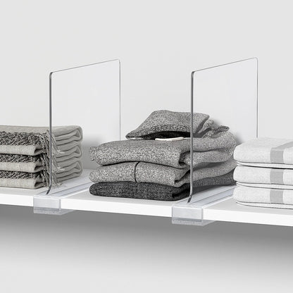 Aolloa 6 PCS Shelf Dividers for Closet Organization Acrylic Clear Closet Shelf Divider for Wooden Shelving Suitable for Wooden or Vertical Shelves Or Bedroom, Kitchen and Office..