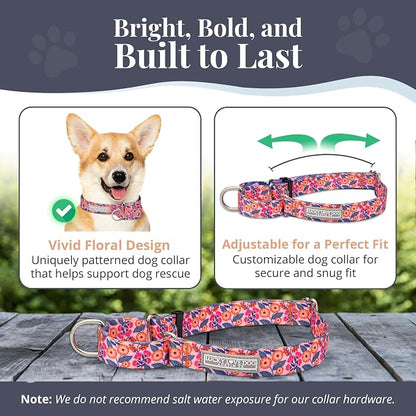 Lucky Love Dog Martingale Dog Collar - Adjustable, No-Slip, Durable, & Soft Webbing Collar for Male and Female Dogs Ideal for Training & Walking - Rosie, Small