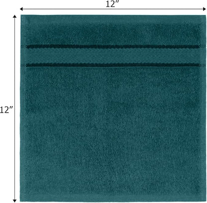 Cotton Craft Ultra Soft 12 Pack Wash Cloths 12x12 Teal Weighs 2 Ounces Each