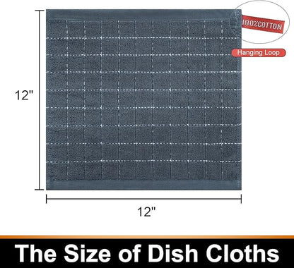 Mordimy 100% Cotton Terry Cloth Dish Cloths, Soft and Absorbent Checkered Dish