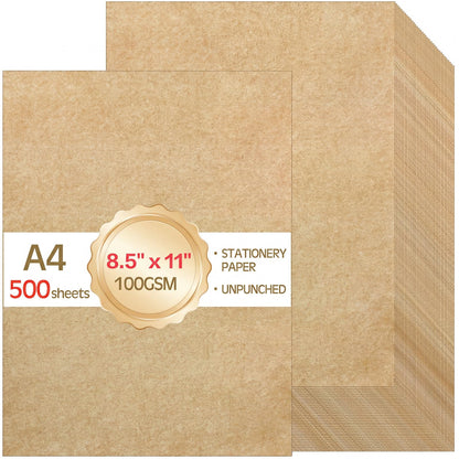 Tosstuki 500 Sheets Parchment Paper for Certificates 8.5 x 11'' 100 GSM Stationery Resumes Paper Bulk Double Sided Printer Stationary Letter Size for Diploma Craft Business Card Invitation(Aged)