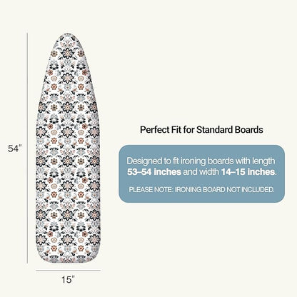 Ironing Board Cover and Pad 15"x54" Extra Thick Natural Cotton, Scorch and