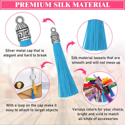 Caffox Tassels for Jewelry Making, 120PCS Keychain Tassel Charms Bulk, Silky Handmade Tassels for Earrings Bracelets Necklaces and DIY Craft