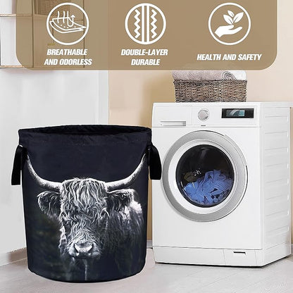 Highland Cow Laundry Basket Animal Foldable Oxford Cloth Funny Tote Bag Laundry