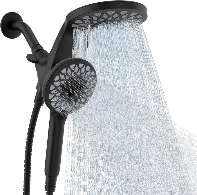 High Pressure Rain Shower Head with Handheld Spray Combo: Detachable Dual Shower Head with 10 Sprays Modes - Upgrade Knob Spray Mode Selector and Magnetic Guidance Docking System