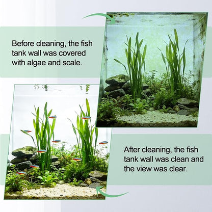 hygger Magnetic Aquarium Fish Tank Glass Cleaner,Detachable Dual-Blades Brush Tool with Floating Scrubber, Double Side Magnetic Algae Scraper for 0.2-0.4 Inch Thick Glass Aquariums Tank (M)