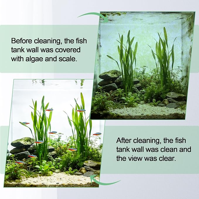 hygger Magnetic Aquarium Fish Tank Glass Cleaner,Detachable Dual-Blades Brush Tool with Floating Scrubber, Double Side Magnetic Algae Scraper for 0-0.25 Inch Thick Glass Aquariums Tank (S)