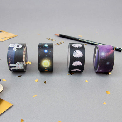 Suck UK | Washi Tape | Space Themed Washi Tape Sets of 4 | Wide Paper Tapes Space Gifts | Aesthetic Stationary Supplies & Scrapbook Accessories | Japanese Stationery & Tapes for Scrapbooking