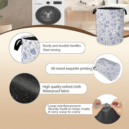 Hydrangea Flowers Laundry Basket, Rustic Floral Clothes Hamper, Oxford Cloth
