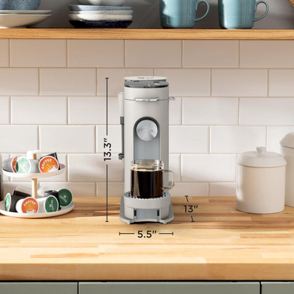 Ninja Pod & Grounds Specialty Single-Serve Coffee Maker, K-Cup Pod Compatible, Brews Grounds, Compact Design, Built-In Milk Frother, 56-oz. Reservoir, 6-oz. Cup to 24-oz. Mug Sizes, Stone, PB051ST