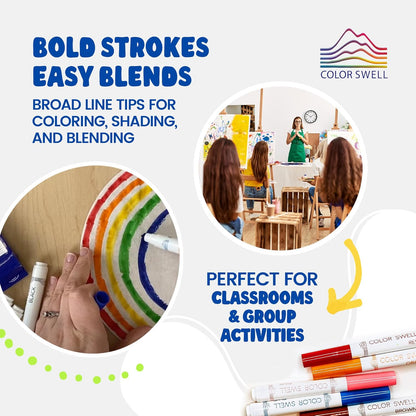 Color Swell Washable Markers 6 Boxes of 8 Vibrant Colors Perfect for Kids, Teachers, Adults, Parties, and Families…