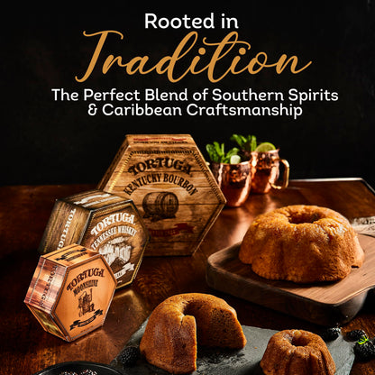 TORTUGA Southern Trio Gift Pack - Tennessee Whiskey, Kentucky Bourbon, & Moonshine Apple Pie - 3-4 oz Mini Cakes - The Perfect Premium Gourmet Gift for Gift Baskets, and Birthday Cakes for Delivery