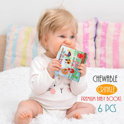 Baby Books Toys Gifts, Touch and Feel Cloth Crinkle Books for Babies,Infant Toddler Baby 0-3-6-12-18 Months, Early Learning Toys 6 to 12 Months 1-2 Years Old, Easter Shower Gift for Boys Girls,6 PCS