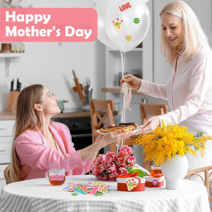 Fovths 400 Pieces Mother's Day Foam Stickers, Hearts Flowers Envelopes Dots Mom Adhesive Craft Stickers, DIY Craft Decorations Party Supplies for Happy Mother’s Day Party Decoration Cards DIY Crafts