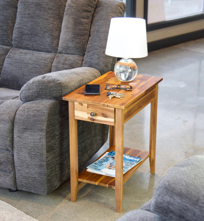 Fairway Avenue Home 2-Tier Solid Acacia Recliner Table w/Drawer (Natural)
