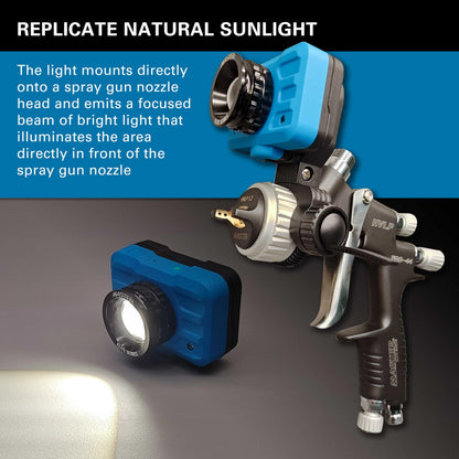 Master Elite Rechargeable Spray Gun Mount Color Match Light, 500 Lumen LED, CRI 95+ - Replicates Natural Sunlight, Illuminates Paint Surface Sprayed, Ensures Even Coverage - Automotive Repair Coating