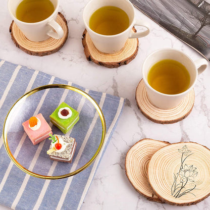 30 Pcs 3.6-4.1 Inches Unfinished Natural Wood Slices Circles with Bark for Coasters DIY Crafts Christmas Ornaments Rustic Wedding Decoration