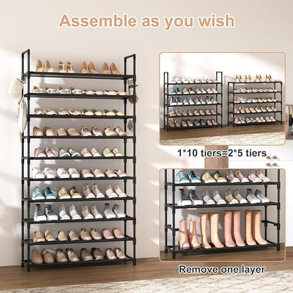 VTRIN 10 Tier Shoe Rack Tall Large Capacity 50 Pair Wide Shoe Organizer