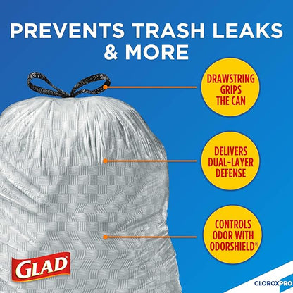 CloroxPro Glad ForceFlex 13 Gallon Tall Kitchen Drawstring Trash Bags, 100 Ct