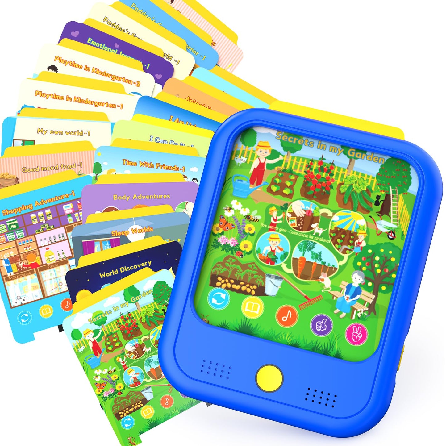 Kids Learning Tablet Educational Learning Pad for Toddlers 2-5 to Learn Alphabets, Numbers, Foods, Time, Music, Talking Cards for Toddlers，Educational Toy Kids Gifts