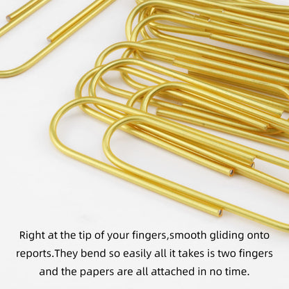HEEHEE 4 Inch Large Paper Clips 35 Pcs Brightly Colored Gold Vinyl Coated Rust Resistant Smooth Finish Large Jumbo Paperclips for Office School Documents Photo Card