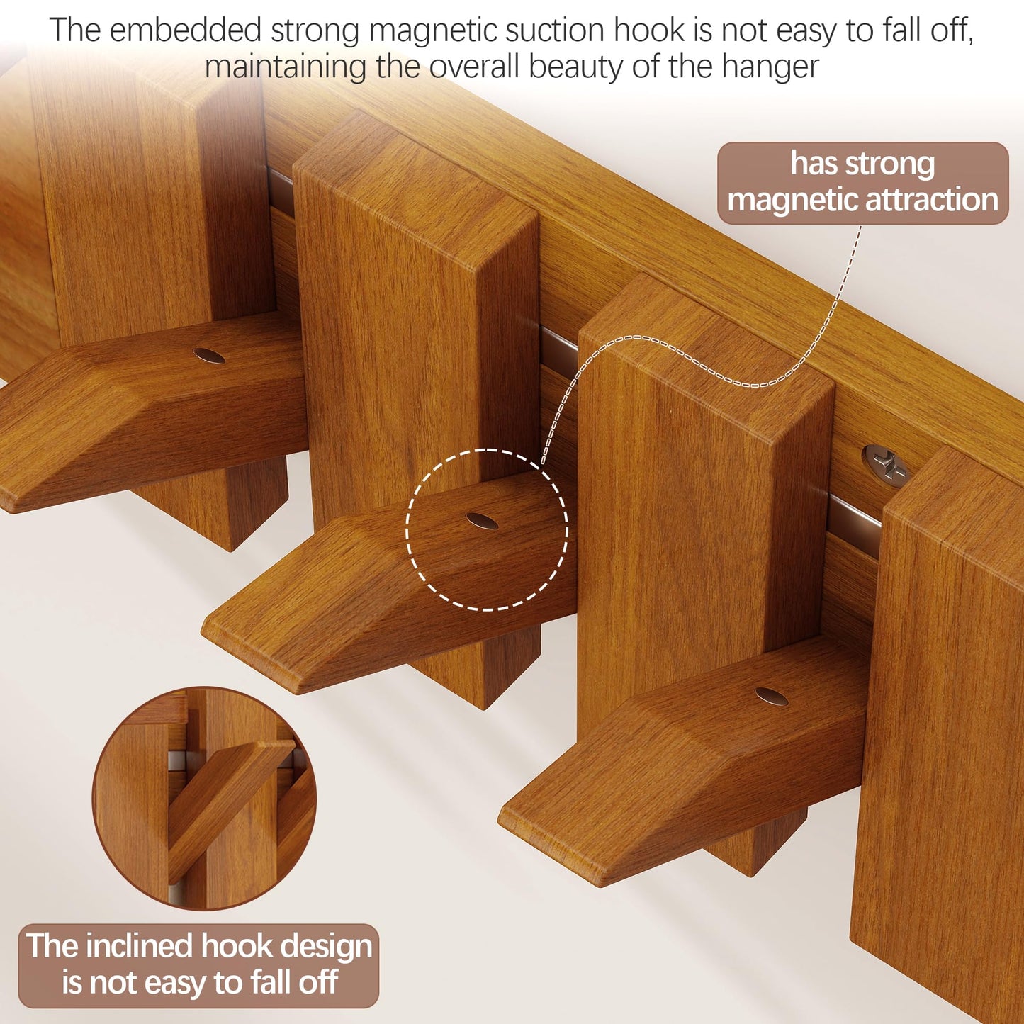 tonchean Wall Mounted Coat Rack, Piano Key Flip Style Walnut Wood Coat Hanger with 7 Hooks, Solid Wooden Hanging Rack for Home Entryway Bedroom Kitchen Living Room
