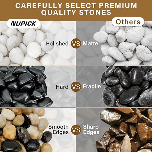 16lb Black River Rocks, 2-3 Inch Pebbles for Indoor Plants, Natural Polished Aquarium Gravel, Decorative Rocks for Outdoor Landscaping, Succulent, Garden, Vases Fillers, Bird Baths