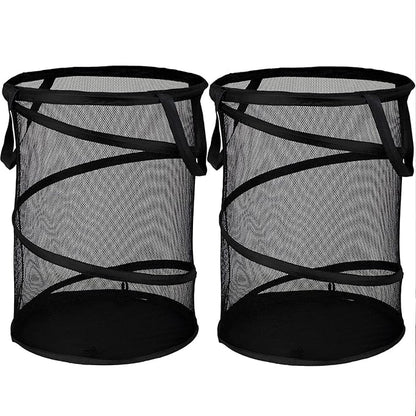 BATTOO 2 Pack Black X-Large Collapsible Laundry Basket Foldable Mesh Pop Up