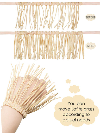 Jetec 7 Pieces Scarecrow Straw Kit 5 Raffia Material Scarecrow Costume Accessories Decoration Raffia Neck Arm and Ankle Ties and 2 Cotton Cord Ties for Party Accessory Halloween Decoration