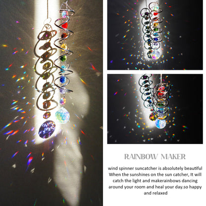 H&D HYALINE & DORA Crystal Decorative Wind Spinner, Crystal Suncatcher Assembly Craft Kits, Rainbow Prisms Beads Pendant, Crystals Hanging for Home Garden Decor