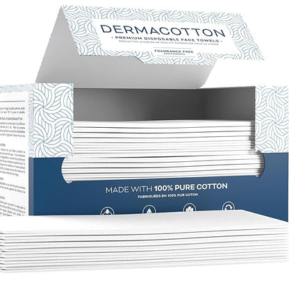 100% Pure Cotton Face Towels – 80 Count Large Disposable Wash Cloths