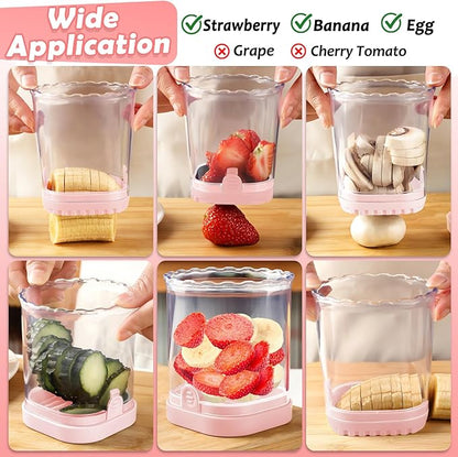 Creative Strawberry & Fruit Slicer - Detachable Cutter with Push Plate (Pink)