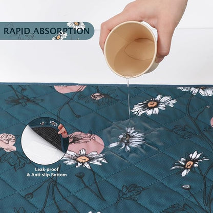 IEUUMLER Washable Pee Pads for Dogs, 2 Pack Non-Slip & Waterproof Pack Whelping Pad, Reusable Washable Puppy Potty Training Pad with Fast Absorbent for Playpen EU007 (Navy Blue Daisy, 36"X41"-2pcs)