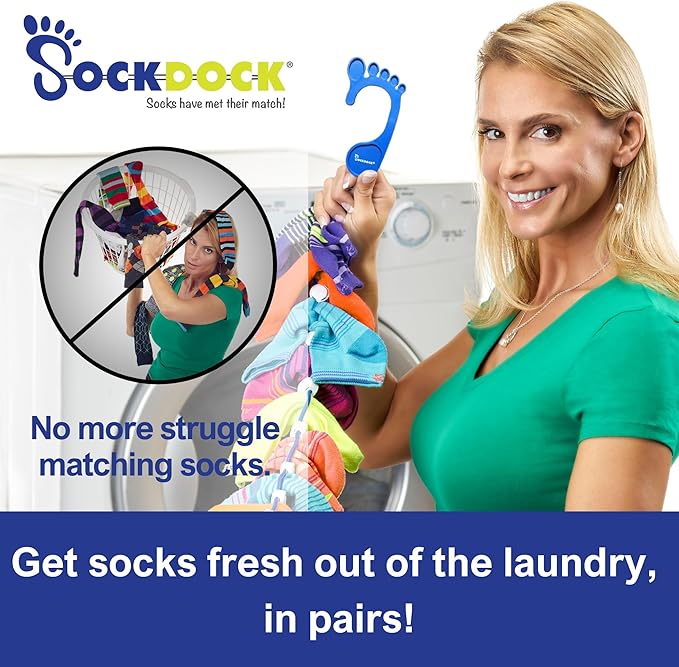 Sock Laundry Solution for Washing Drying & Storing Socks in Pairs, Clip & Hold