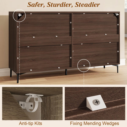 JASIWAY Buffet Cabinet with Storage, 48" Rattan Sideboard with Adjustable Shelves, Modern Coffee Bar Cabinet Console Table with Doors, Credenza for Kitchen, Living Room, Entryway, Dining Room, Walnut
