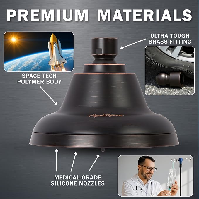 Aqua Elegante Massage Shower Head With Mist - High Pressure Boosting, Adjustable Massaging Rainfall Showerhead For Low Flow Showers With Water Saving Nozzles - 1.8 GPM - Oil-Rubbed Bronze