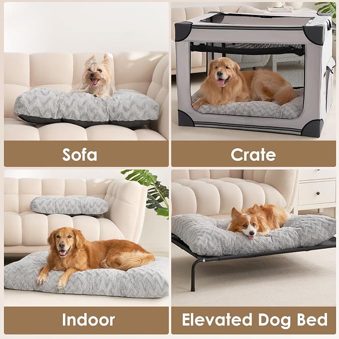 EHEYCIGA Washable Small Dog Bed for Crate 23x18 Inch, Kennel Pad for Puppy Up to 25 lbs, Plush and Comfy Pet Sleeping Mat, Grey