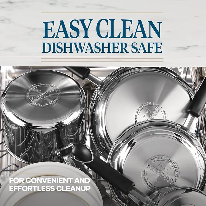 Farberware Brilliance Stainless Steel Cookware Set, 10 Piece Pots and Pans Set