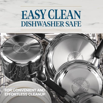 Farberware Brilliance Stainless Steel Cookware Set, 10 Piece Pots and Pans Set